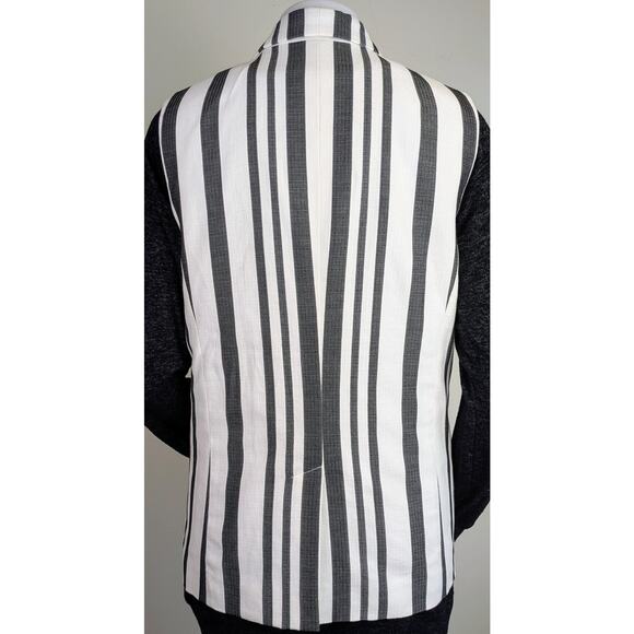 Talbots Gray White Striped Woven Cotton Blend Lined Blazer Vest Size 16 Petite - Picture 6 of 11